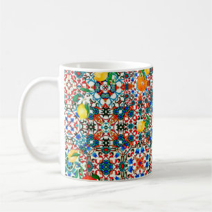 Mediterrane tegels, mozaïek, citroen, zomerkunst koffiemok