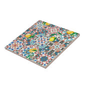 Mediterrane tegels, mozaïek, citroen, zomerkunst tegeltje (Zijkant)