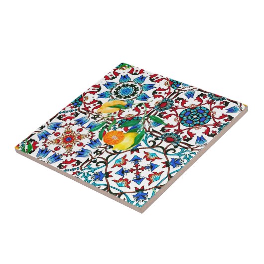 Mediterrane tegels, mozaïek, citroen, zomerkunst tegeltje (Zijkant)