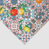 Mediterrane tegels, mozaïek, citroen, zomerkunst tissuepapier (Detail)