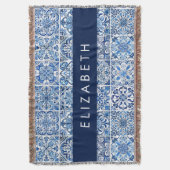 Mediterrane Tegels, Portugees, Azulejo, Jouw naam Deken (Voorkant Verticaal)