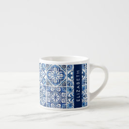 Mediterrane Tegels, Portugees, Azulejo, Jouw naam Espresso Kop