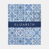 Mediterrane Tegels, Portugees, Azulejo, Jouw naam Fleece Deken (Voorkant)