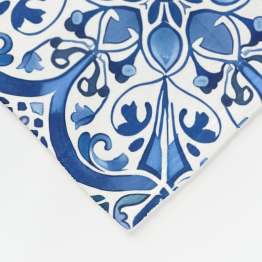 Mediterrane Tegels, Portugees, Azulejo, Jouw naam Fleece Deken (Hoek)