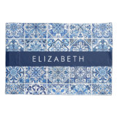 Mediterrane Tegels, Portugees, Azulejo, Jouw naam Kussensloop (Achterkant)