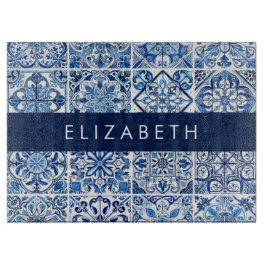 Mediterrane Tegels, Portugees, Azulejo, Jouw naam Snijplank
