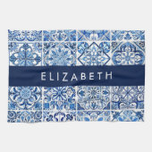 Mediterrane Tegels, Portugees, Azulejo, Jouw naam Theedoek (Horizontaal)