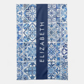 Mediterrane Tegels, Portugees, Azulejo, Jouw naam Theedoek (Verticaal)