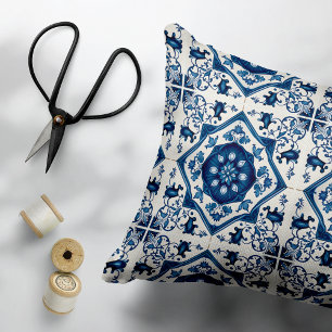 Mediterrane Tegels, Portugees, Azulejo, Majolica Accent Kussen
