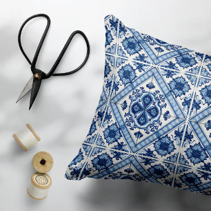 Mediterrane Tegels, Portugees, Azulejo, Majolica Accent Kussen
