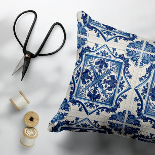 Mediterrane Tegels, Portugees, Azulejo, Majolica Accent Kussen