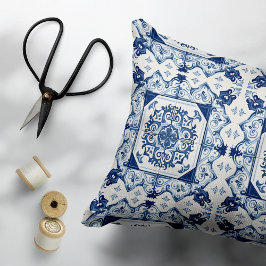 Mediterrane Tegels, Portugees, Azulejo, Majolica Accent Kussen