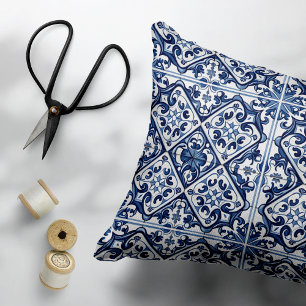Mediterrane Tegels, Portugees, Azulejo, Majolica Accent Kussen