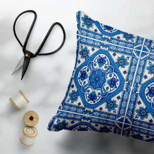 Mediterrane Tegels, Portugees, Azulejo, Majolica Accent Kussen