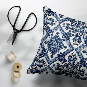 Mediterrane Tegels, Portugees, Azulejo, Majolica Accent Kussen