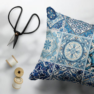 Mediterrane Tegels, Portugees, Azulejo, Majolica Accent Kussen
