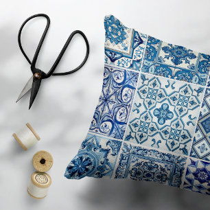 Mediterrane Tegels, Portugees, Azulejo, Majolica Accent Kussen