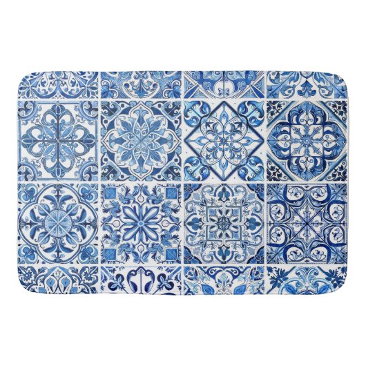 Mediterrane Tegels, Portugees, Azulejo, Majolica Badmat (Voorkant)