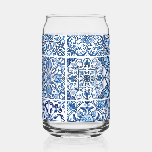 Mediterrane Tegels, Portugees, Azulejo, Majolica Blikvorm Glas (Voorkant)