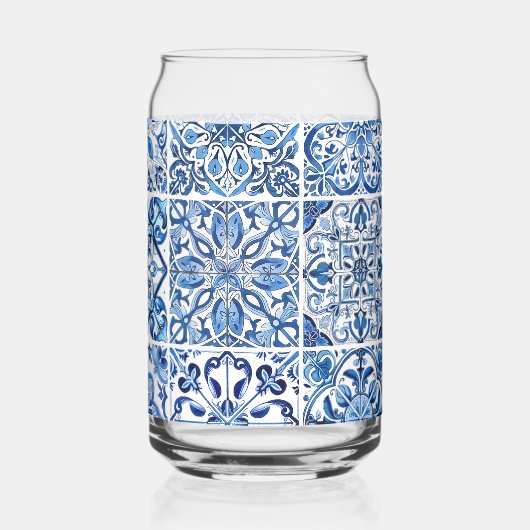 Mediterrane Tegels, Portugees, Azulejo, Majolica Blikvorm Glas (Achterkant)