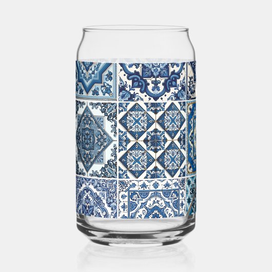 Mediterrane Tegels, Portugees, Azulejo, Majolica Blikvorm Glas (Voorkant)