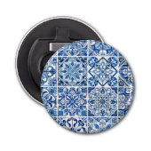 Mediterrane Tegels, Portugees, Azulejo, Majolica Button Flesopener (Voorkant)