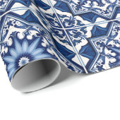 Mediterrane Tegels, Portugees, Azulejo, Majolica Cadeaupapier (Rol Hoek)