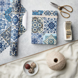 Mediterrane Tegels, Portugees, Azulejo, Majolica Cadeaupapier