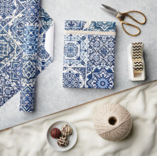 Mediterrane Tegels, Portugees, Azulejo, Majolica Cadeaupapier