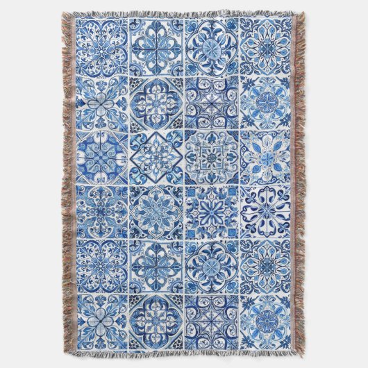 Mediterrane Tegels, Portugees, Azulejo, Majolica Deken (Voorkant Verticaal)