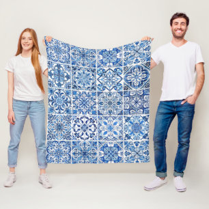 Mediterrane Tegels, Portugees, Azulejo, Majolica Fleece Deken