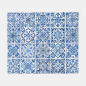 Mediterrane Tegels, Portugees, Azulejo, Majolica Fleece Deken (Voorkant (Horizontaal))