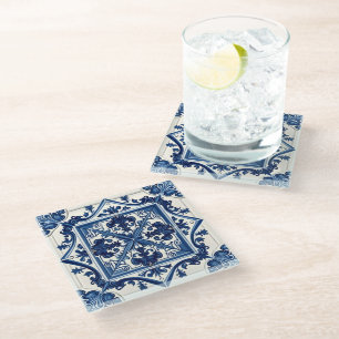 Mediterrane Tegels, Portugees, Azulejo, Majolica Glazen Onderzetter