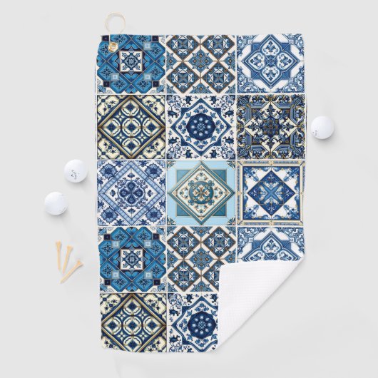 Mediterrane Tegels, Portugees, Azulejo, Majolica Golfhanddoek (Insitu)
