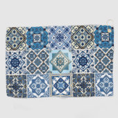 Mediterrane Tegels, Portugees, Azulejo, Majolica Golfhanddoek (Horizontaal)