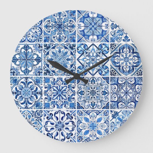 Mediterrane Tegels, Portugees, Azulejo, Majolica Grote Klok (Voorkant)