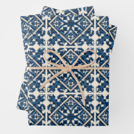 Mediterrane Tegels, Portugees, Azulejo, Majolica Inpakpapier Vel