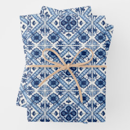 Mediterrane Tegels, Portugees, Azulejo, Majolica Inpakpapier Vel