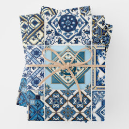 Mediterrane Tegels, Portugees, Azulejo, Majolica Inpakpapier Vel