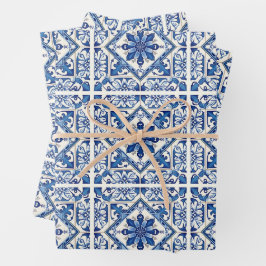 Mediterrane Tegels, Portugees, Azulejo, Majolica Inpakpapier Vel