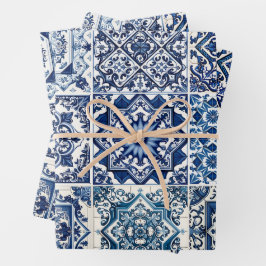 Mediterrane Tegels, Portugees, Azulejo, Majolica Inpakpapier Vel