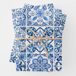 Mediterrane Tegels, Portugees, Azulejo, Majolica Inpakpapier Vel