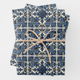 Mediterrane Tegels, Portugees, Azulejo, Majolica Inpakpapier Vel