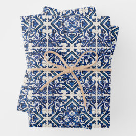 Mediterrane Tegels, Portugees, Azulejo, Majolica Inpakpapier Vel