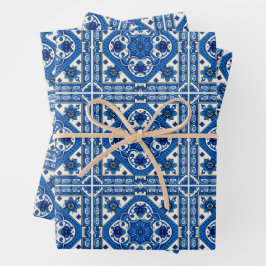 Mediterrane Tegels, Portugees, Azulejo, Majolica Inpakpapier Vel