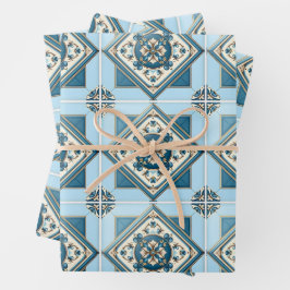 Mediterrane Tegels, Portugees, Azulejo, Majolica Inpakpapier Vel