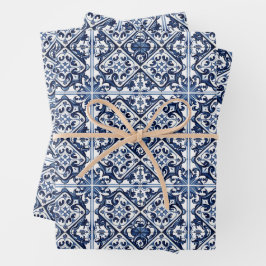 Mediterrane Tegels, Portugees, Azulejo, Majolica Inpakpapier Vel