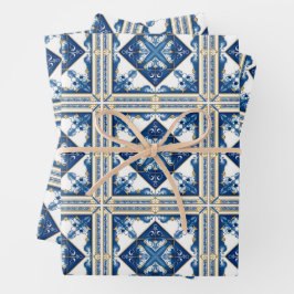 Mediterrane Tegels, Portugees, Azulejo, Majolica Inpakpapier Vel