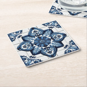 Mediterrane Tegels, Portugees, Azulejo, Majolica Kartonnen Onderzetters
