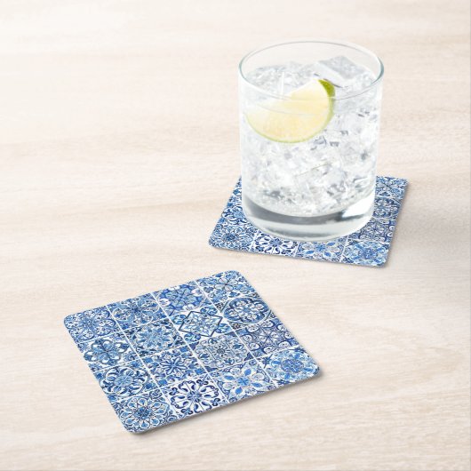 Mediterrane Tegels, Portugees, Azulejo, Majolica Kartonnen Onderzetters (Insitu)